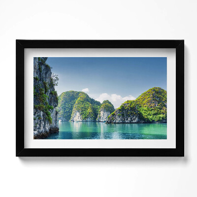 Obraz s rámem dekorativní Tyrkysové moře a útesy