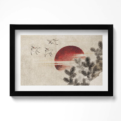 Obraz s rámem dekorativní Japonské umění zapadajícího slunce