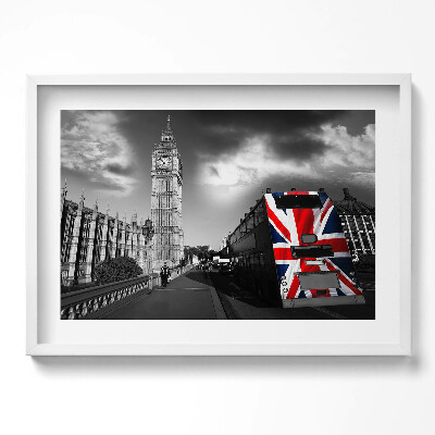 Obraz v rámu moderní Big Ben a autobus v Londýně