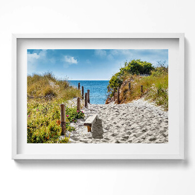 Obraz v rámu moderní Písečná cesta na pláž a moře