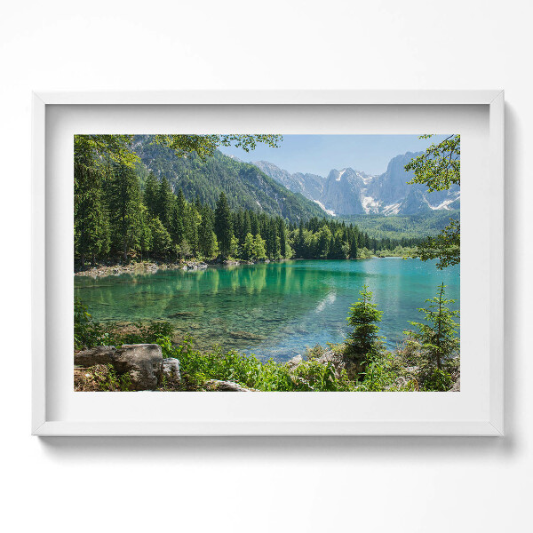 Obraz v rámu moderní Horská krajina jezera v lese