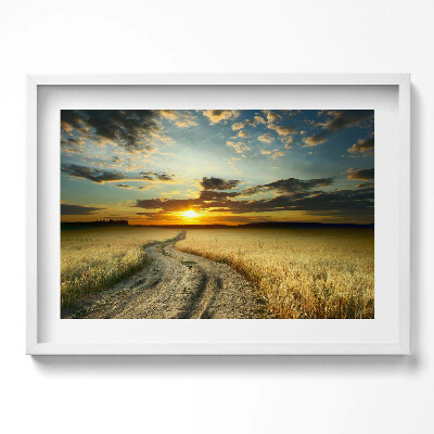 Obraz v rámu moderní Polní cesta a západ slunce