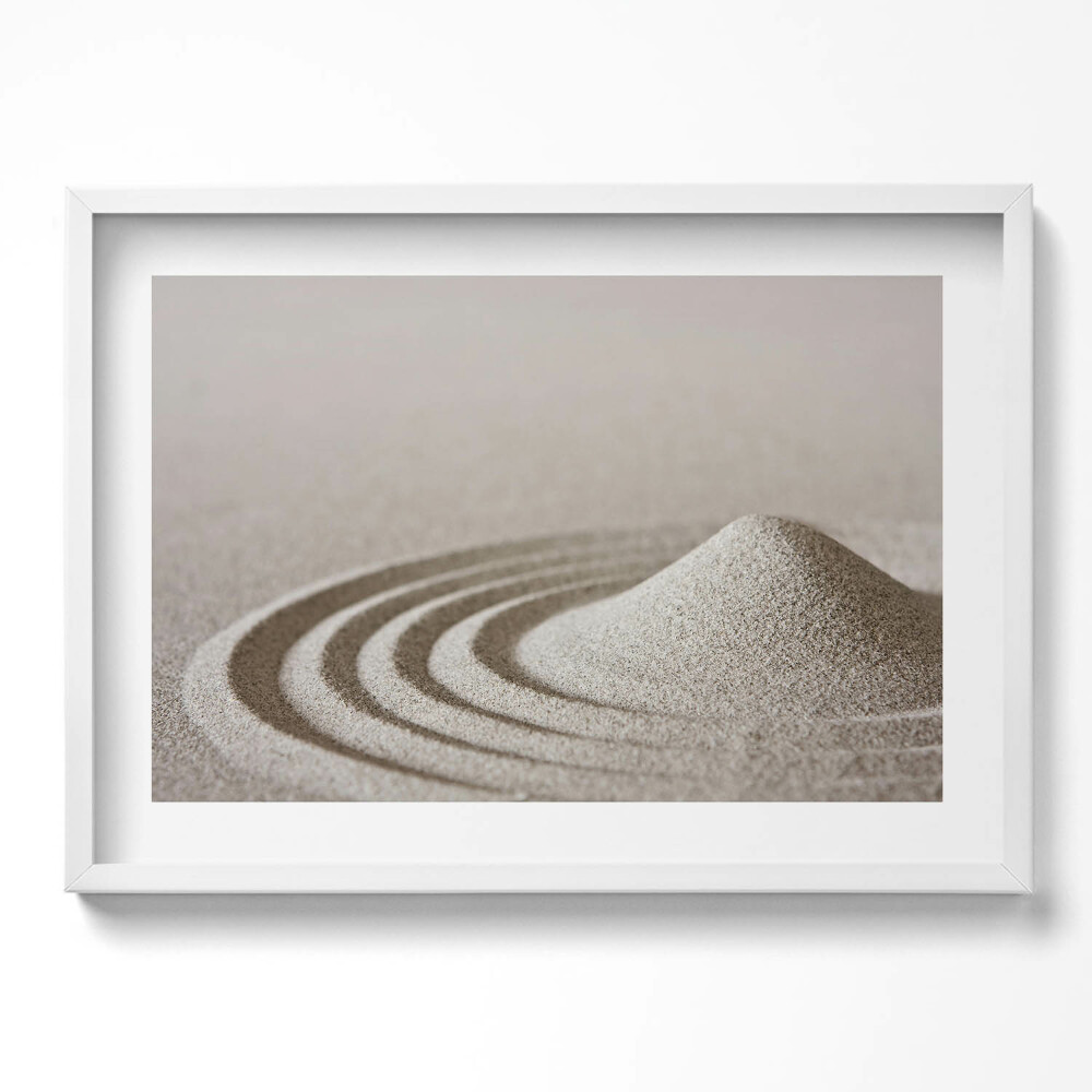 Obraz v rámu moderní Zen – kopec písku v boho stylu