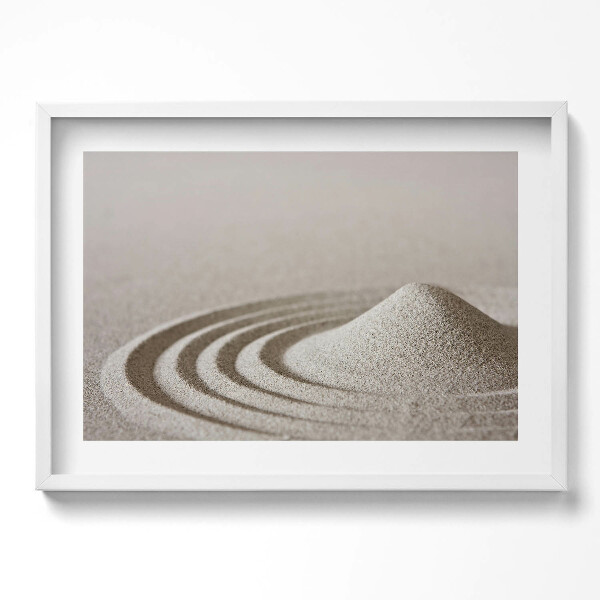 Obraz v rámu moderní Zen – kopec písku v boho stylu