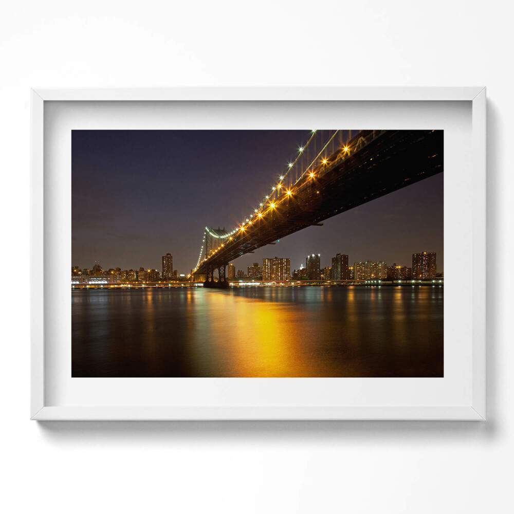 Obraz v rámu moderní Osvětlený Brooklynský most v New Yorku