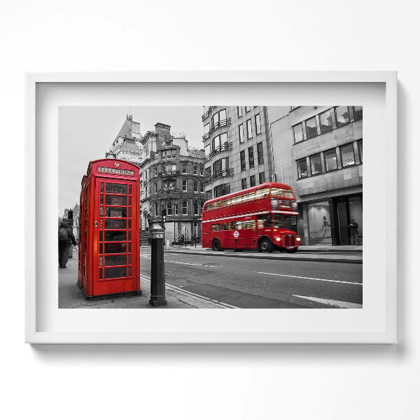 Obraz v rámu moderní Historický americký autobus na ulici