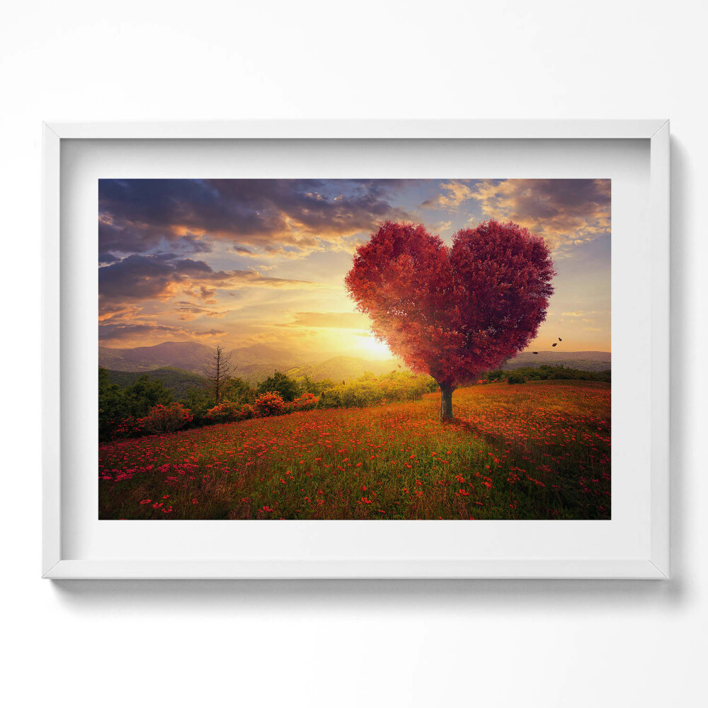 Obraz v rámu moderní Strom lásky ve tvaru srdce