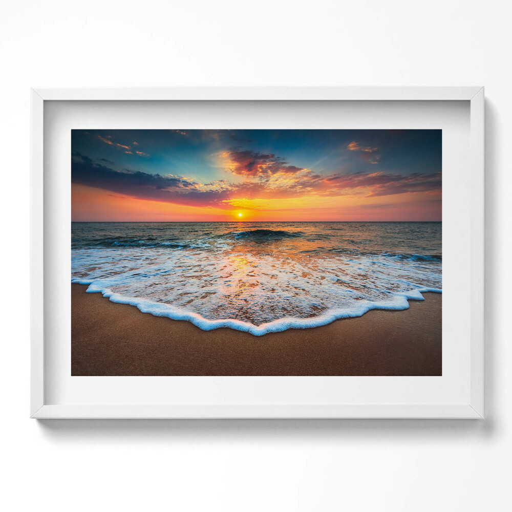 Obraz v rámu moderní Krajina zapadajícího slunce nad mořem