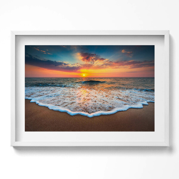 Obraz v rámu moderní Krajina zapadajícího slunce nad mořem