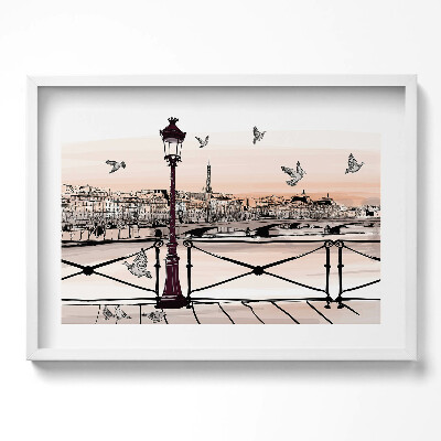 Obraz v rámu moderní Západ slunce nad Seinou