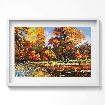 Obraz v rámu moderní Malovaný podzim a řeka