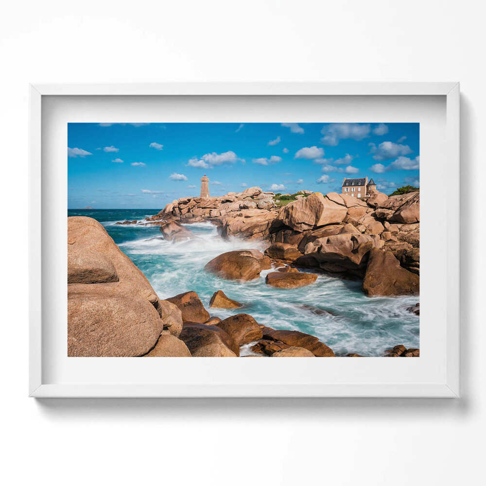 Obraz v rámu moderní Voda, skály a maják