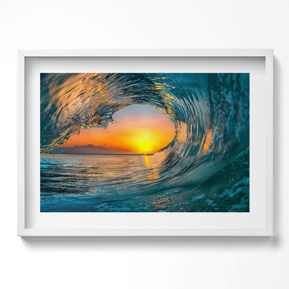 Obraz v rámu moderní Vodní vlna při západu slunce