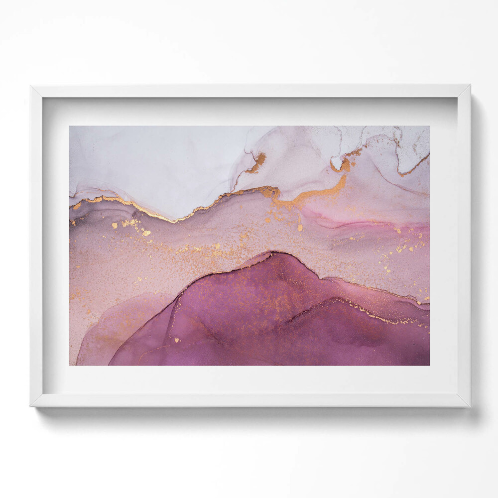 Obraz v rámu moderní Růžová abstrakce se zlatem