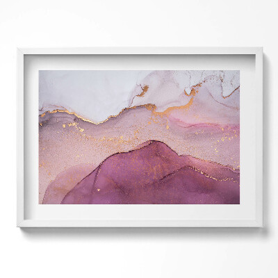 Obraz v rámu moderní Růžová abstrakce se zlatem