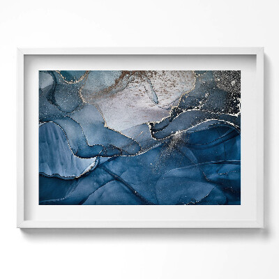 Obraz v rámu moderní Modrá abstrakce se zlatem