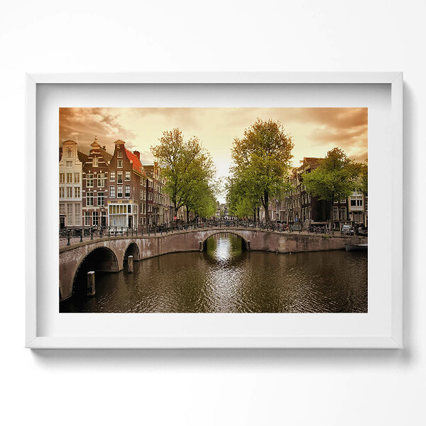 Obraz v rámu moderní Amsterdamské kanály uvnitř města