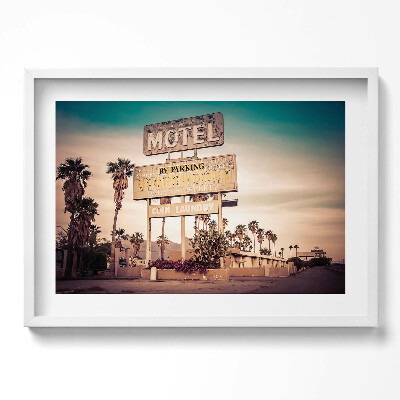 Obraz v rámu moderní USA silniční znamení motelu