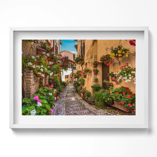 Obraz v rámu moderní Květinová ulice ve městě Umbria