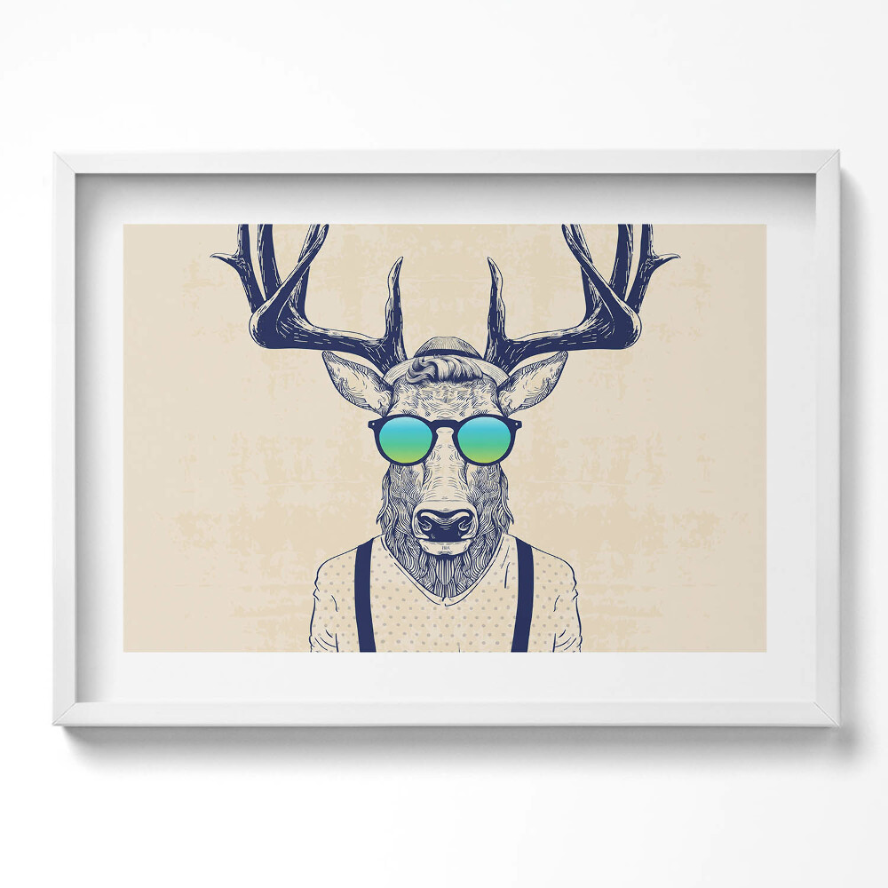 Obraz v rámu moderní Abstraktní jelen s lidskými rysy