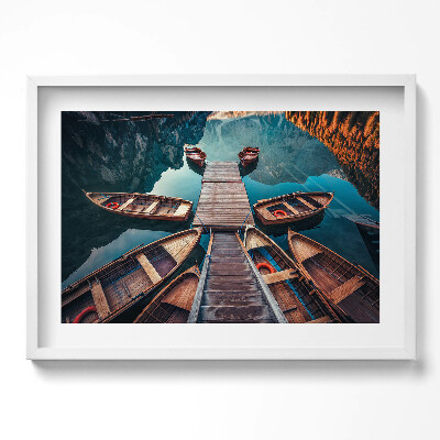 Obraz v rámu moderní Molo a jezero Pragser Wildsee