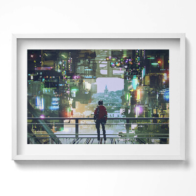 Obraz v rámu moderní Kyberpunkové město
