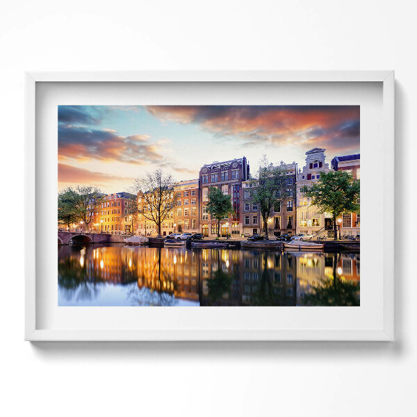 Obraz v rámu moderní Domy Amsterdam Nizozemsko