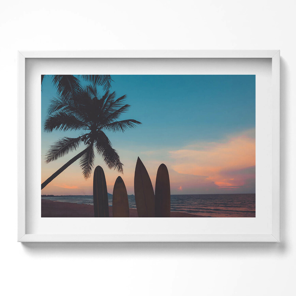 Obraz v rámu moderní Surfování na tropické pláži