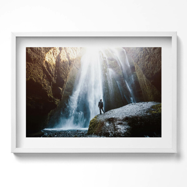 Obraz v rámu moderní Pohled na vodopád Gljufrabui