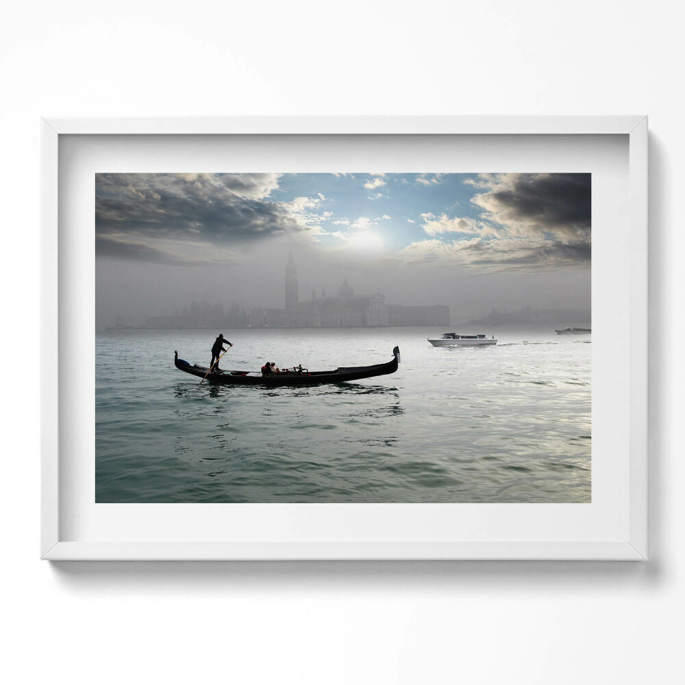 Obraz v rámu moderní Benátské gondoly