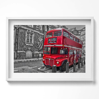 Obraz v rámu moderní Červený dvoupatrový autobus