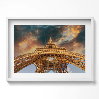 Obraz v rámu moderní Eiffelova věž ve slunečním světle