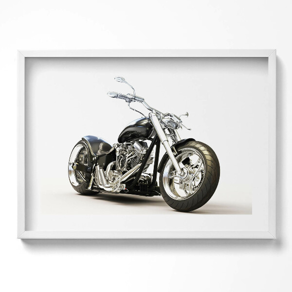 Obraz v rámu moderní Černá motorka