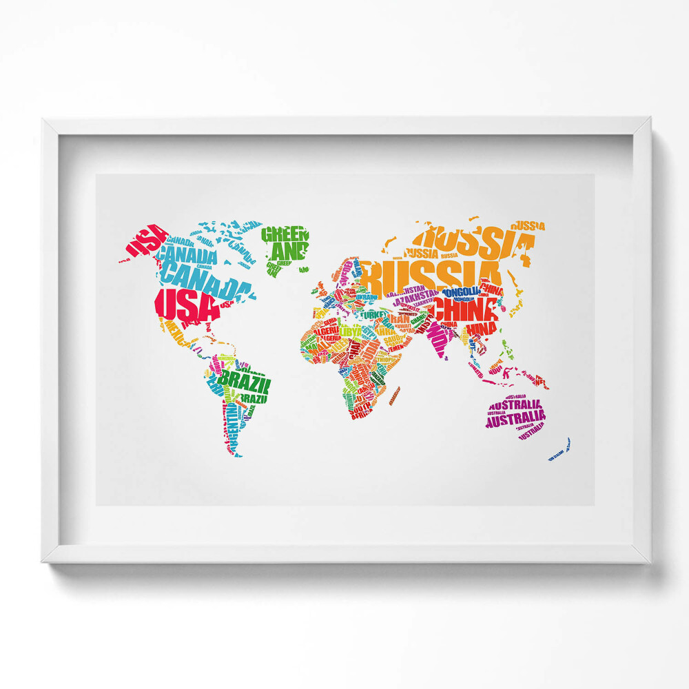 Obraz v rámu moderní Mapa světa