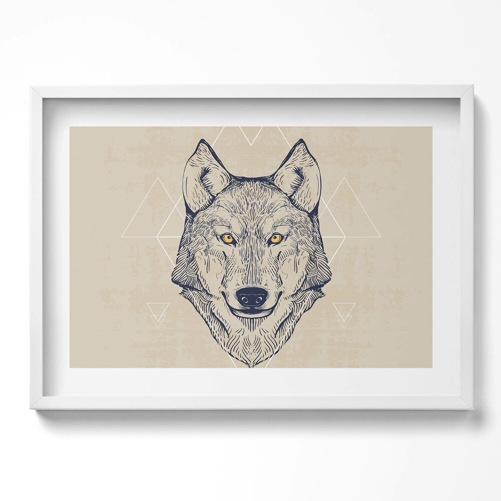 Obraz v rámu moderní Vlčí hlava