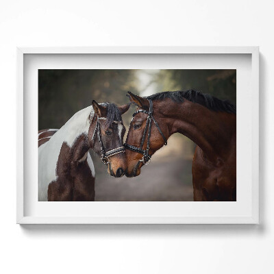 Obraz v rámu moderní Portrét koní v lese