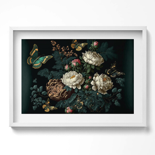 Obraz v rámu moderní Botanický květinový vzor