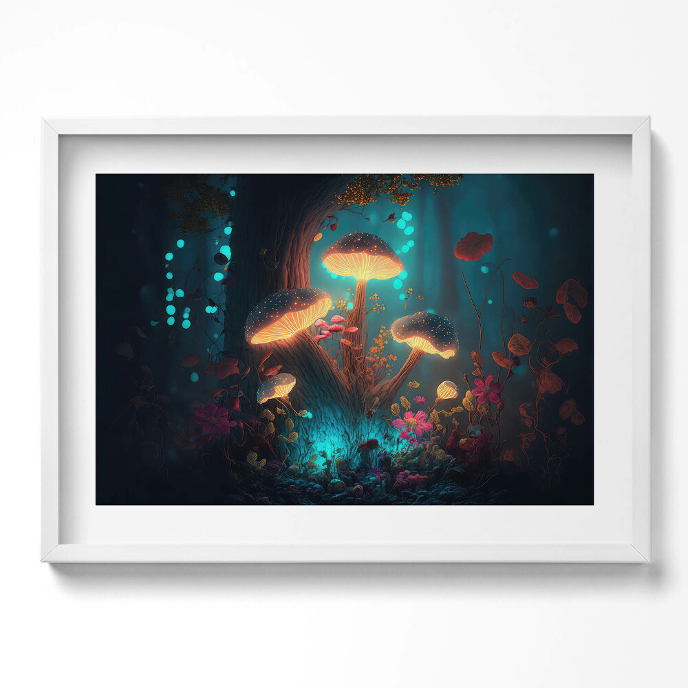 Obraz v rámu moderní Lesní a kouzelné houby