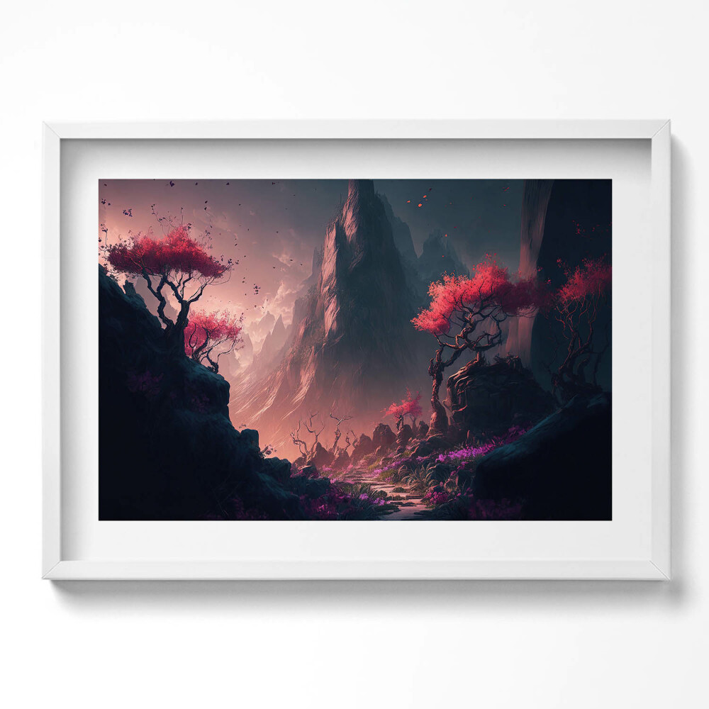 Obraz v rámu moderní Magický les a hory