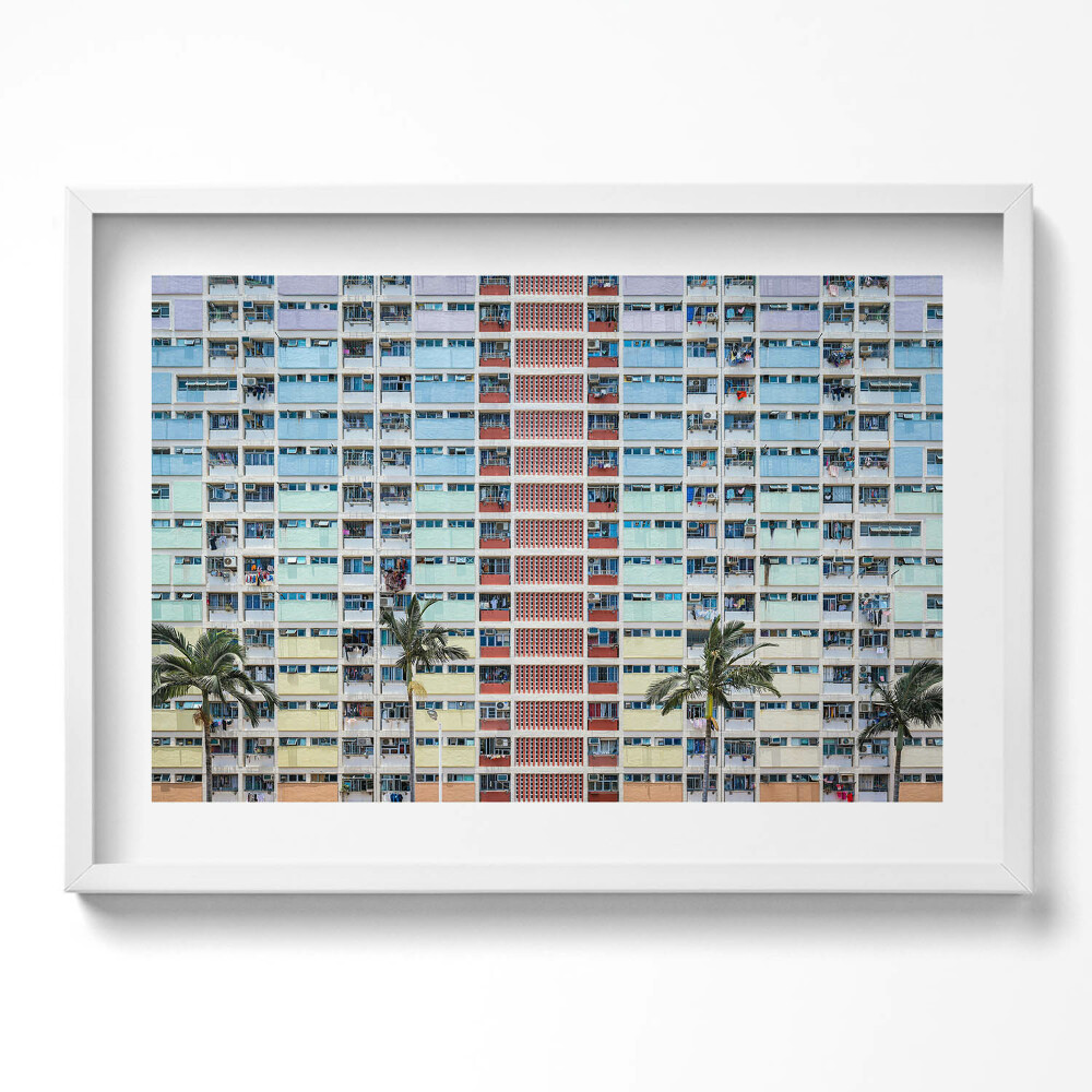 Obraz v rámu moderní Barevná budova Hong Kong