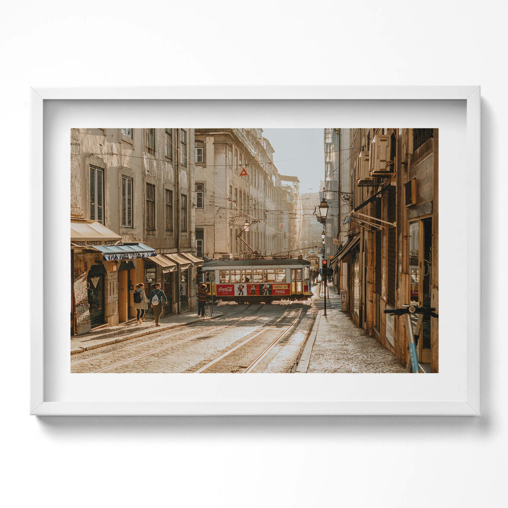 Obraz v rámu moderní Pohled na Lisabon a tramvaj