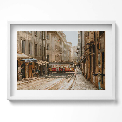 Obraz v rámu moderní Pohled na Lisabon a tramvaj