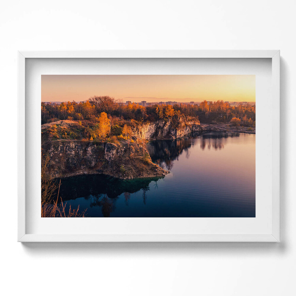 Obraz v rámu moderní Krakov, jezero Zakrzówek na podzim