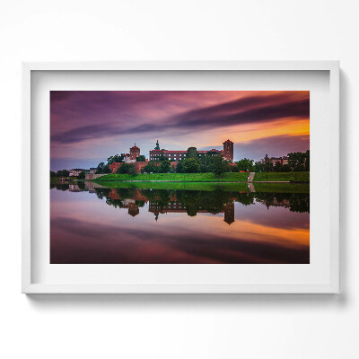 Obraz v rámu moderní Východ slunce královského hradu Wawel