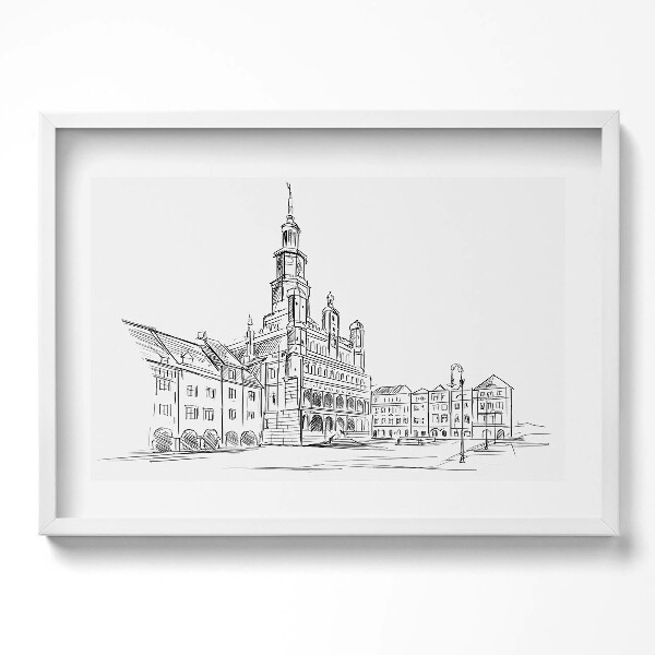 Obraz v rámu moderní Poznaň skica starého města