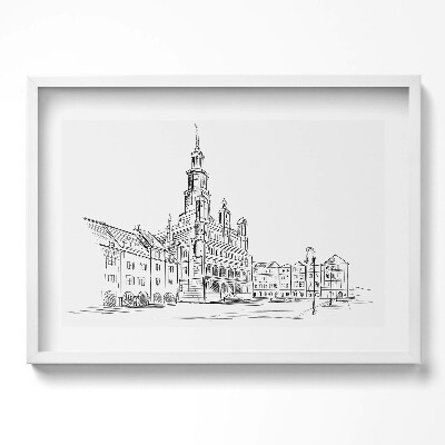 Obraz v rámu moderní Poznaň skica starého města