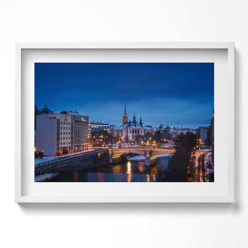 Obraz v rámu moderní Panorama Plzně v České republice