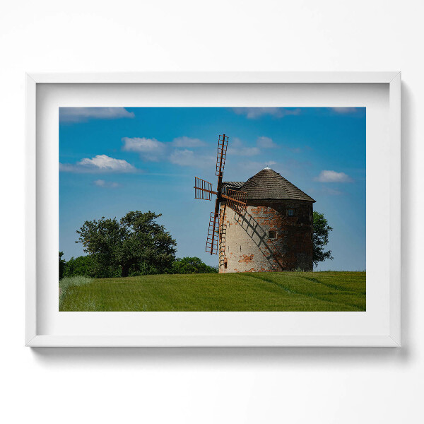Obraz v rámu moderní Moravský větrný mlýn