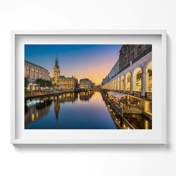 Obraz v rámu moderní Radnice v německém Hamburku