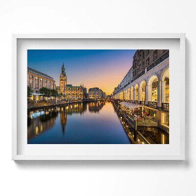 Obraz v rámu moderní Radnice v německém Hamburku